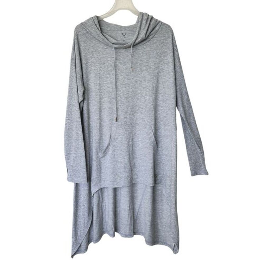 LIVI Active Top 14/16 Lane Bryant Gray‎ Thumbholes Pullover High Low Hoodie